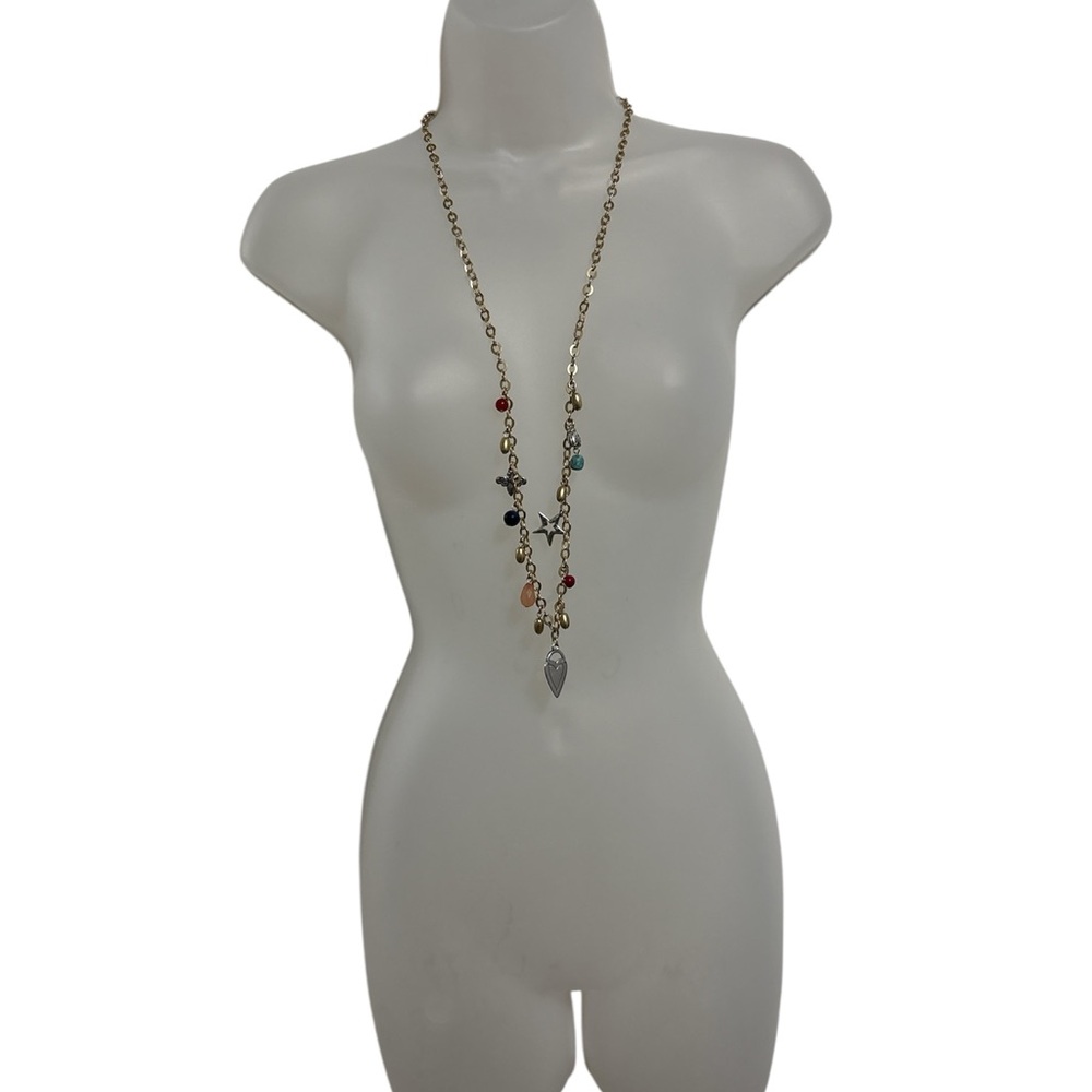 Chico's Gold and Red Layered Necklace